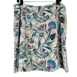 Loft Boho Floral Side Slit Linen Blend Mini Skirt Womens 14P NWT Colorful Chic